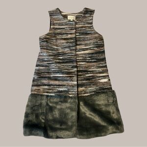 Sabine Multicolor Striped Vest with Faux Fur Hem